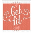 thumbnail image 3 of Ambesonne Fitness Shower Curtain, Bodybuilder Arms Biceps, 69"Wx75"L, Coral and White, 3 of 3