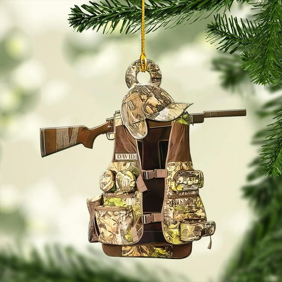 Personalized Hunting Ornament, Hunter Vest Ornament, Custom Hunting Christmas Ornament, Gifts for Hunting Lovers (Hunting 2) - 3204