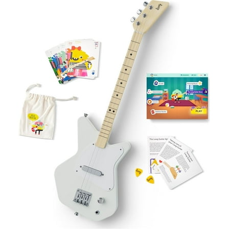Loog Pro Electric 3String Kids Guitar - White - LGPROEW