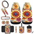 thumbnail image 2 of Jeiento Dahlia Car Seat Covers Full Set with Auto Steering Wheel Cover Seat Belt Cover Armrest Cover Garbage Can Air Vent Pouch Rearview Mirror Cover Coasters Keychain, 12 Pack, 2 of 7