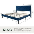 thumbnail image 7 of Amolife King Bed Frame with Adjustable Velvet-Studded Headboard, Blue, 7 of 7