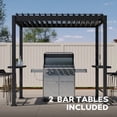 thumbnail image 3 of Mirador 5'× 8.2' Outdoor Grill S1 Pergola, 88S Aluminum Pergola w/ Louvered Roof, Bar Tables (Grill not included), Charcoal, 3 of 9