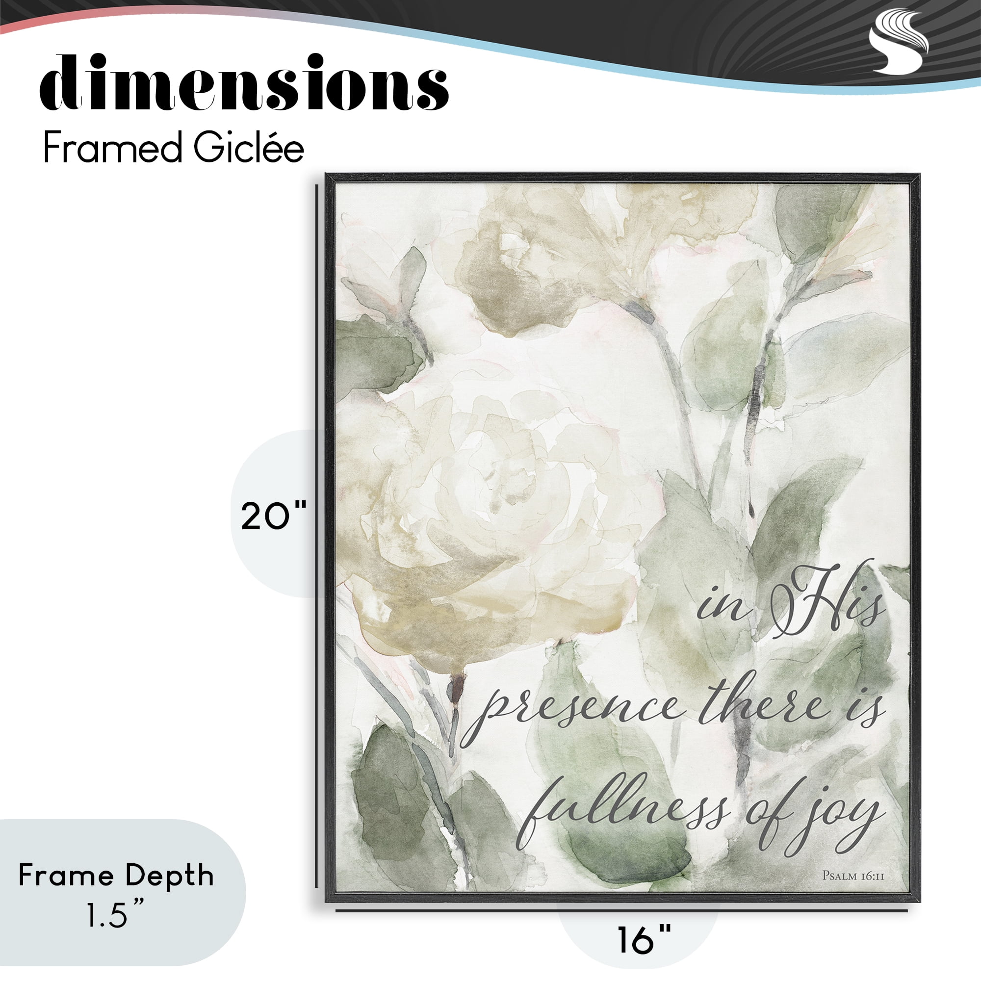 Stupell Industries His Presence Floral Scripture Black Framed Giclee Art, design by Lanie Loreth