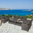 thumbnail image 1 of Gymax 8PCS Rattan Patio Conversation Set Cushioned Outdoor Furniture Set, 1 of 10