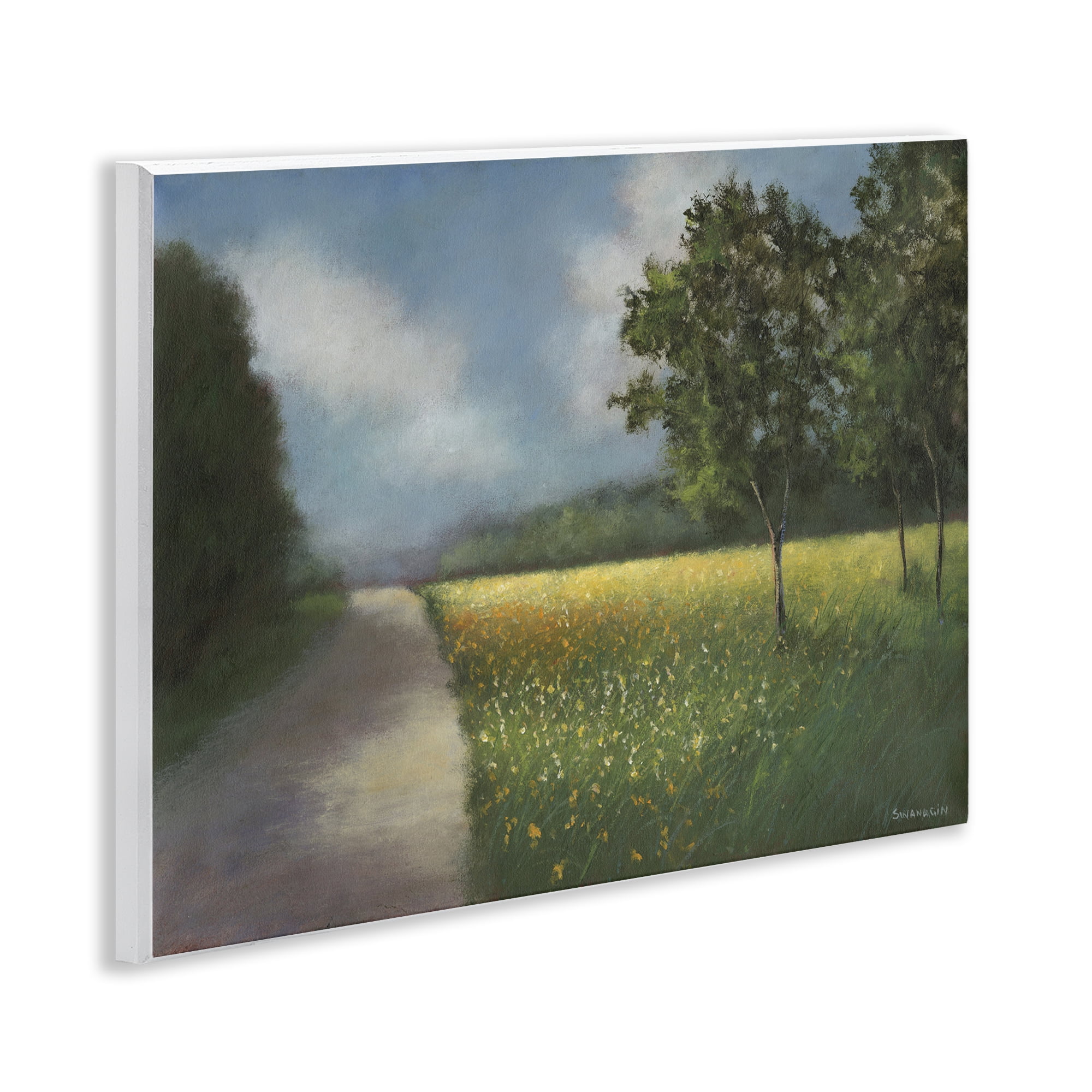 Stupell Industries Traditional Country Road Landscape Painting Unframed Art Print Wall Art, 14 x 11