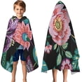 thumbnail image 3 of Pioneer Flower Floral Print Pattern Hooded Bath Towel，50"x30" for Ages 3 To 12 Kids, Quick Dry Lightweight Soft Microfiber Hood Beach Towel Cover Up for Kids, 3 of 7