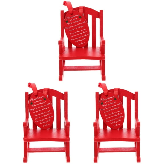 3pcs Mini Wooden Rocking Chairs 1:12 Scale Tiny Furniture Models for Dollhouse Christmas Decoration Accessories