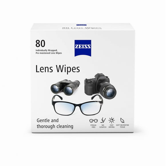 Toallitas limpiadoras de lentes ZEISS prehumedecidas, 80 unidades
