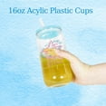 thumbnail image 6 of 16oz Plastic Mason Jars, 50Pack Clear Mason Drinking Acrylic Cups with Colored Lids, Plastic Straws Iced Coffee Cups Unbreakable Tumblers, 6 of 8