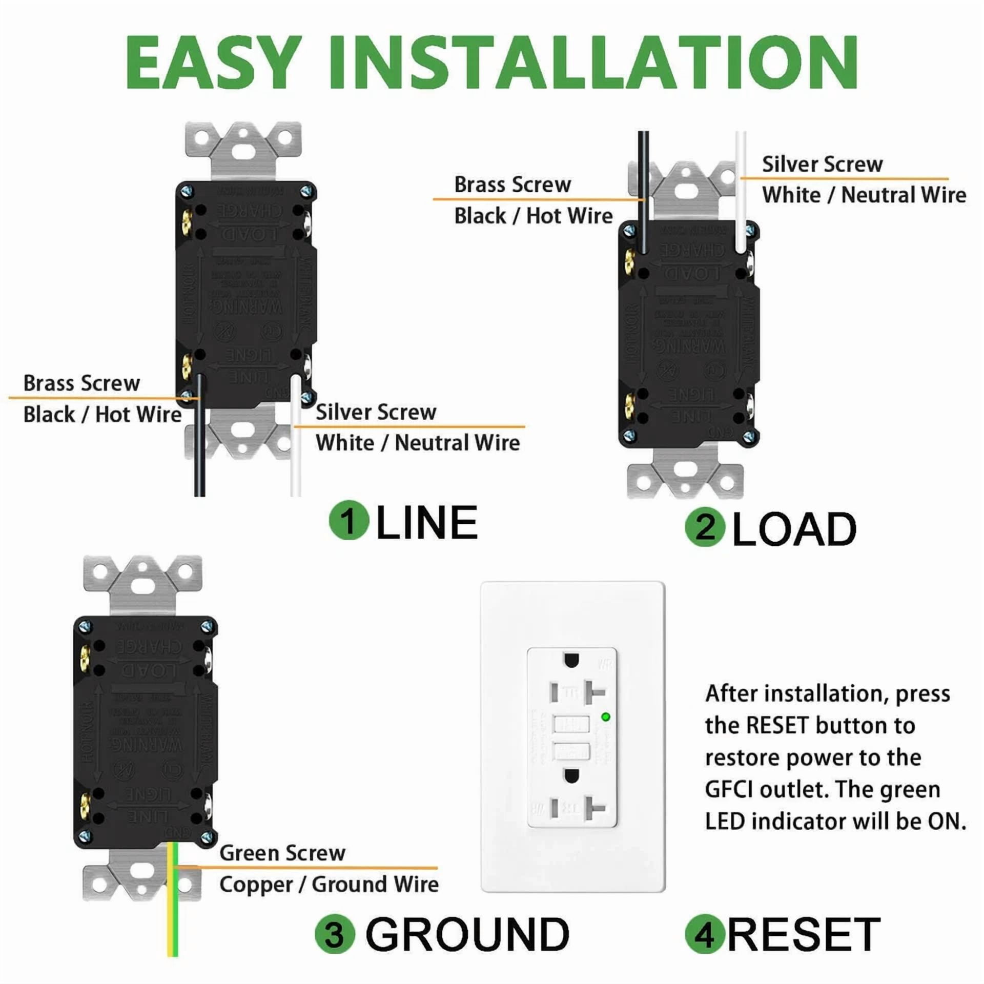 Gfi Outlet 20 Amp Wr Tr Gfci Receptacles With Plate For Outdoor Kitchen Bathroom