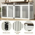 thumbnail image 7 of ChVans 87" Large Farmhouse Dog Crate TV Stand, Wooden Dog Crate Furniture with 4 Lockable Doors/Solid Metal Tube, XL-XXL Heavty Duty Dog Crates Furniture for 2 Medium or Large Dogs,White-Brown, 7 of 7