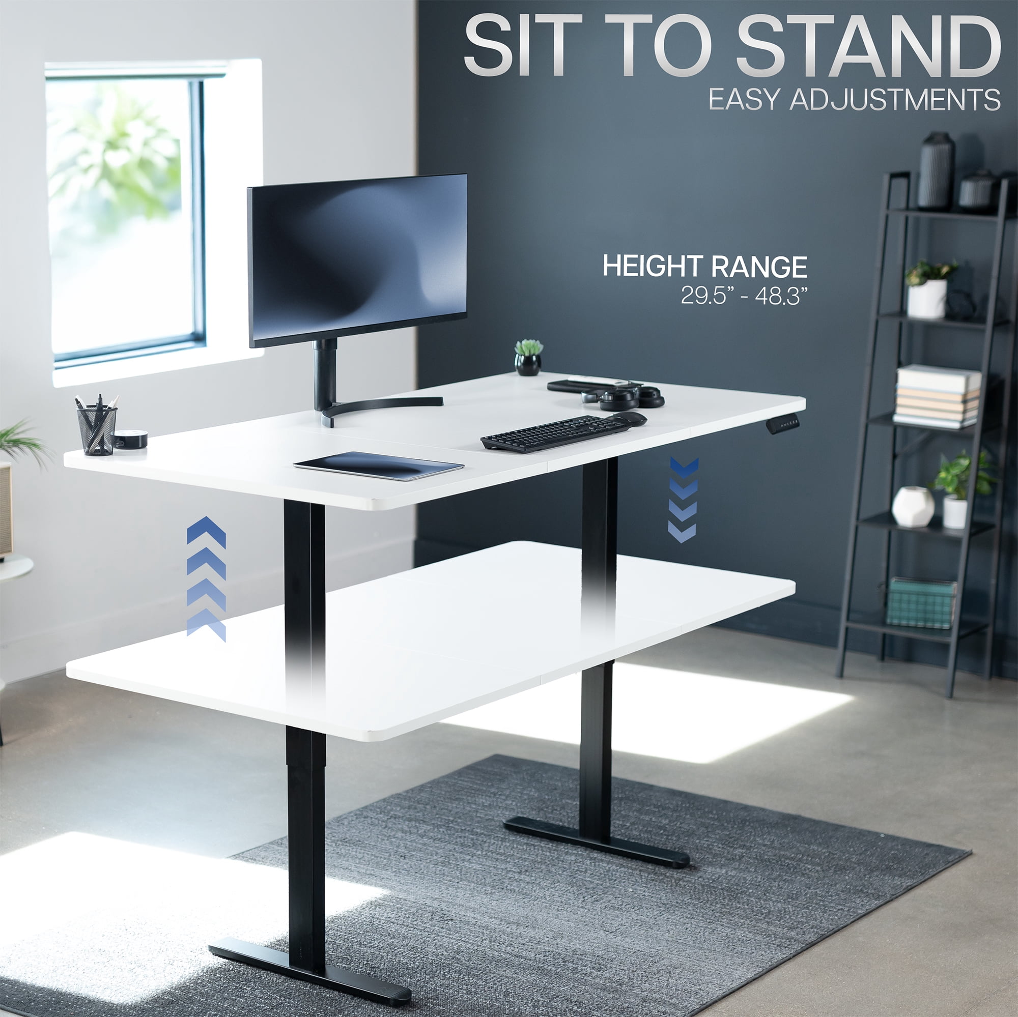 VIVO Electric Dual Motor 71” x 36” Standing Desk, White Top, Black Frame