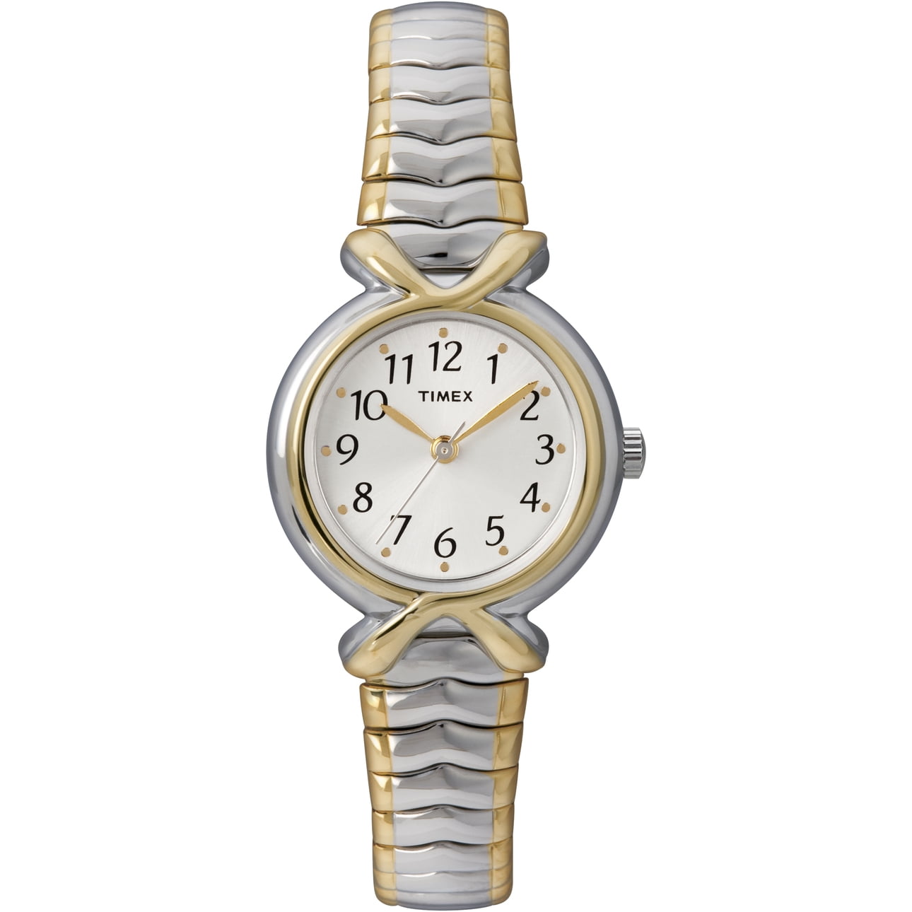 Timex Women's Easy Reader Date Two-Tone/White 25mm Casual Watch,  Extral-Long Expansion Band