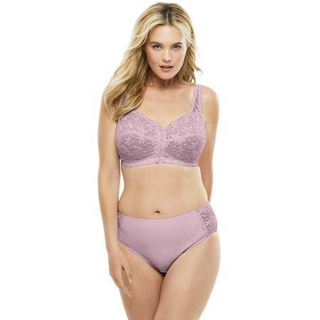 

Amoureuse Women s Plus Size Scroll Embroidered Wireless Front-Close Bra Bra