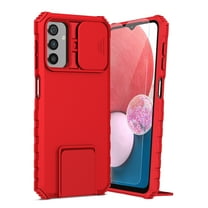 Dteck for Samsung Galaxy S20 FE Case with Screen Protector, Slide Camera Protector Phone Case with Built-in Stand Shockproof Rugged Bumper for Samsung Galaxy S20 FE,Red