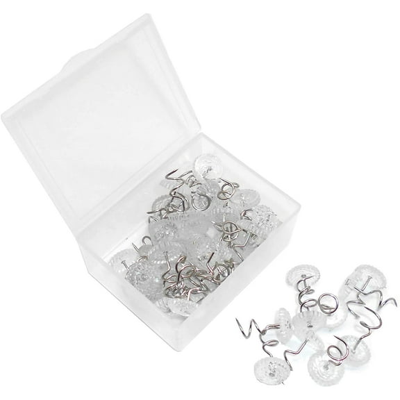 50 Pcs Clear Heads Bed Skirt Twist Pins Push Pins Holds Upholstery Tacks, Sofa Cushion, Slip Covers and Bedskirts Firmly in Place Without Damage (50Pcs)