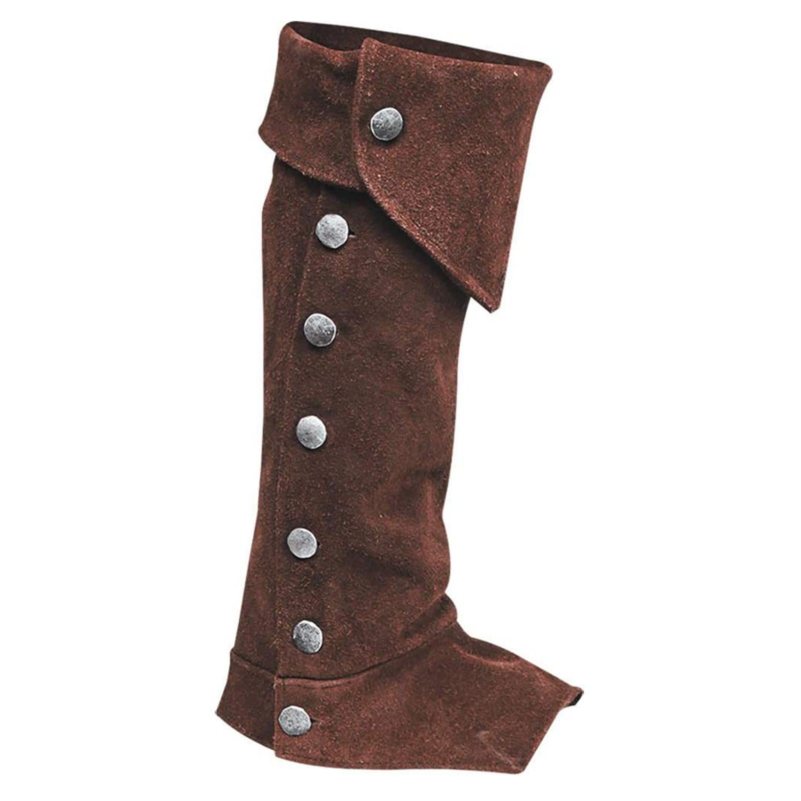 Polainas O Cubiertas De Botas Medievales De Imitación Cuero – Estilo Gótico Con Cordones Y Botones, Talla Única Para Adultos