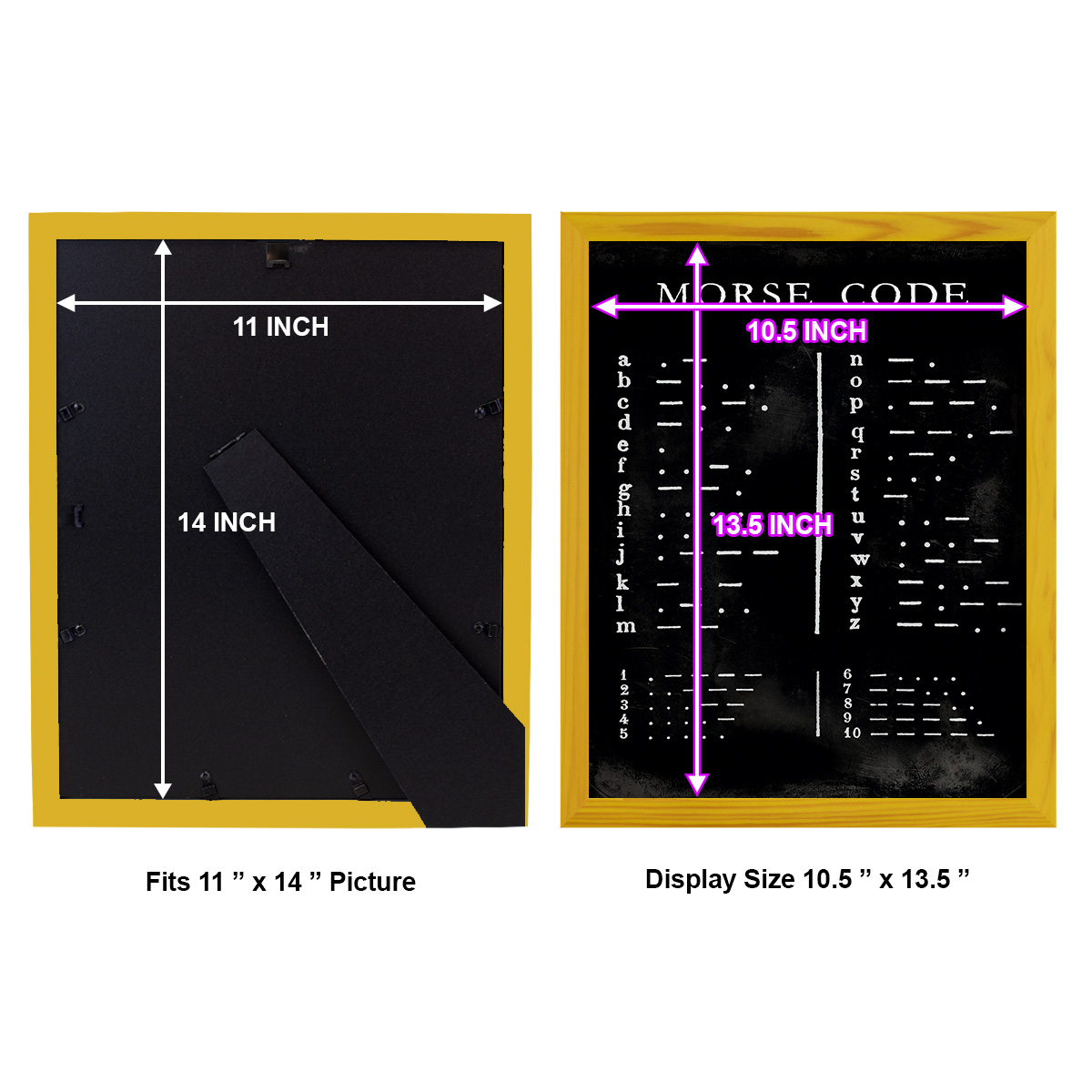 Morse Code Chart - Framed Print w/glass - Sunflower Yellow