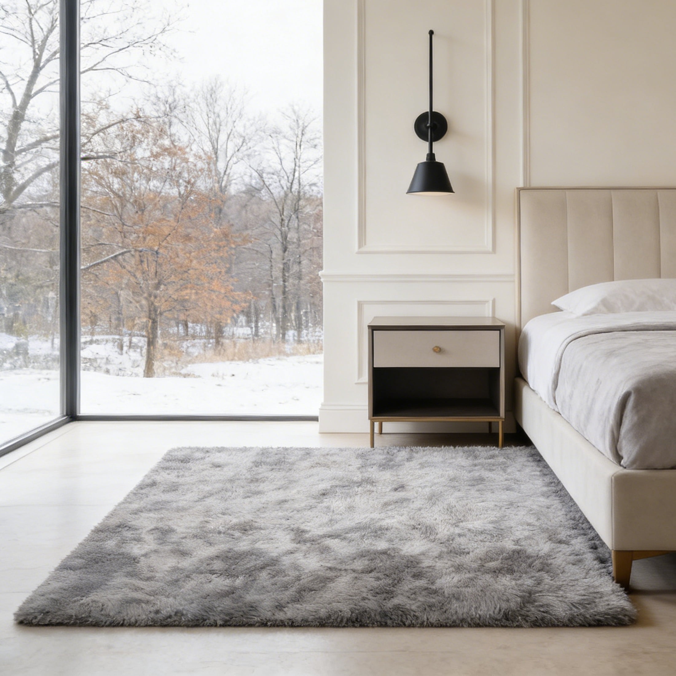 Area Rugs for Living Room Bedroom, 4'x6' Soft Fluffy Shag Indoor Floor Carpet for Living Room Bedroom Dining Room Office Home Decor, Dark Gray