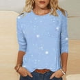 thumbnail image 2 of Timegard Hauts pour Femmes Chemises à Imprimé de Noël Manches 3/4 Blouses Confort Col Ras du Cou Tuniques Hauts Chic Décontracté, 2 of 5