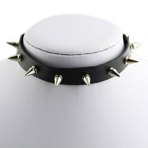 Details about   Punk Rock Gothic Choker Leather Spike Rivet Chain Necklace Party Goth Jewelry 
