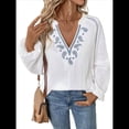 thumbnail image 3 of Blusa de Bordada con Cuello en V y Larga Estilo Bohemio para Mujer M, 3 of 9