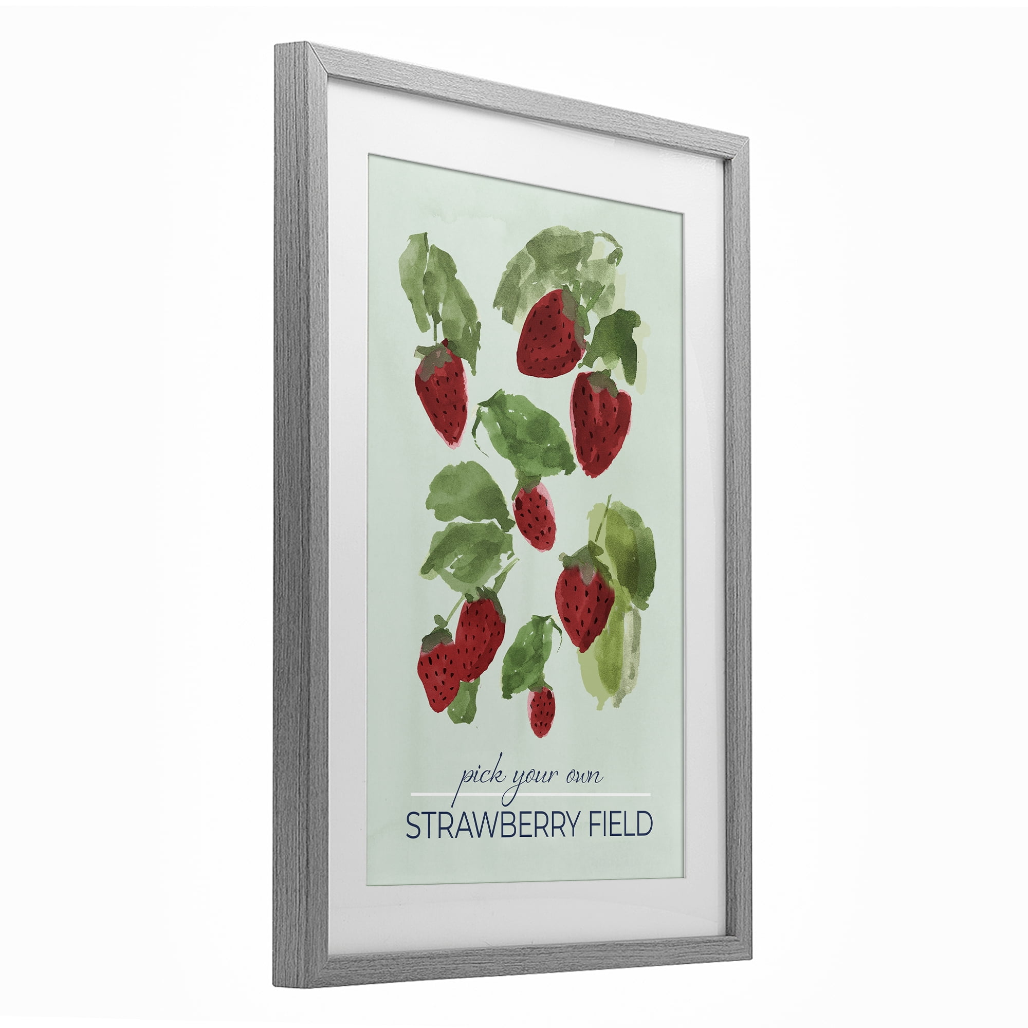 Stupell Industries Strawberry Field Pick Your Own Gray Framed Print Under Glass, design by Lucille Price