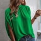 thumbnail image 2 of Blusa de manga corta con lazo en la espalda, color puro, informal, ajustada, para mujer, verano, 2 of 7