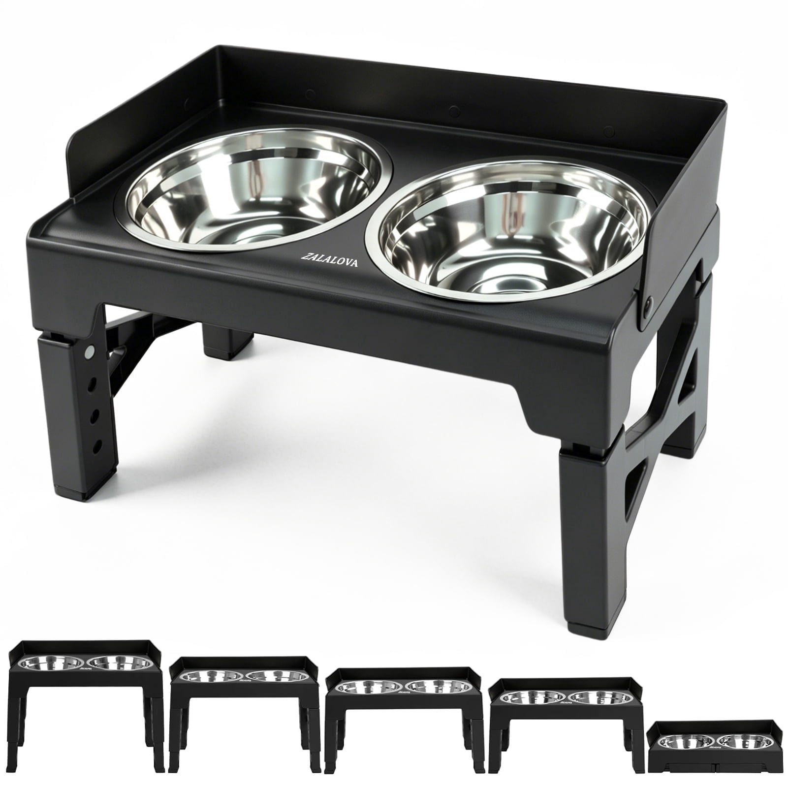 Zalalova Elevated Dog Bowls Stand with Stainless Steel Dishes photo 1