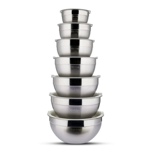 YIHONG Stainless Steel Mixing Bowls Set, 7 Piece Metal Mixing Bowls