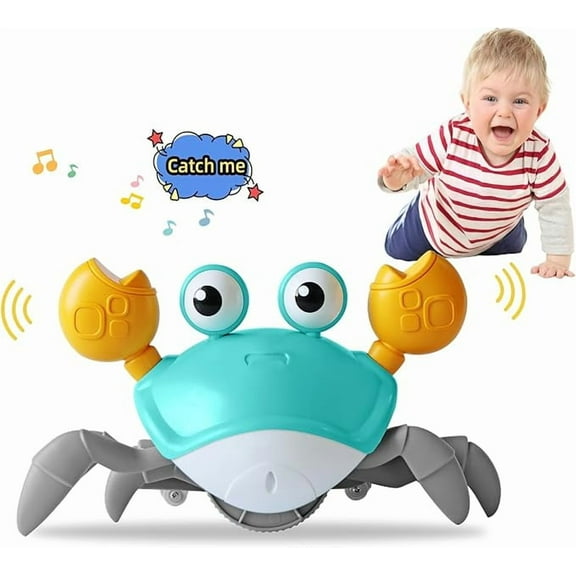 Crawling Crab Toy for 3-12M, Sensory Tummy Time & Learning Crawling Toy with Lights & Sounds