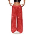 thumbnail image 3 of LRen Womens Straight Leg Sequin Pants Elastic High Waisted Bling Glitter Carnival Dance Pants Mardi Gras Night Out Clubwear Trousers, 3 of 8