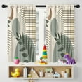 thumbnail image 5 of Blackout Kids Curtains,Green Boho Geometric and Plant Pattern Childrens Insulated Curtains Set Of 2,Bedroom Essentials,Toddler Room Decor 42x54in(106x137cm), 5 of 5