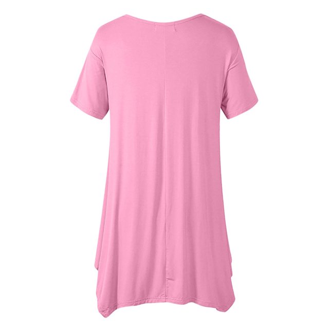 Pompotops Femmes Été Casual V-Neck Manches Courtes Imprimé avec des Robes de Poche
