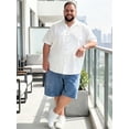 thumbnail image 5 of DARING DIVA Men's Big & Tall Summer Beach Camp Collar Short Sleeve Shirt 4XL White, 5 of 7