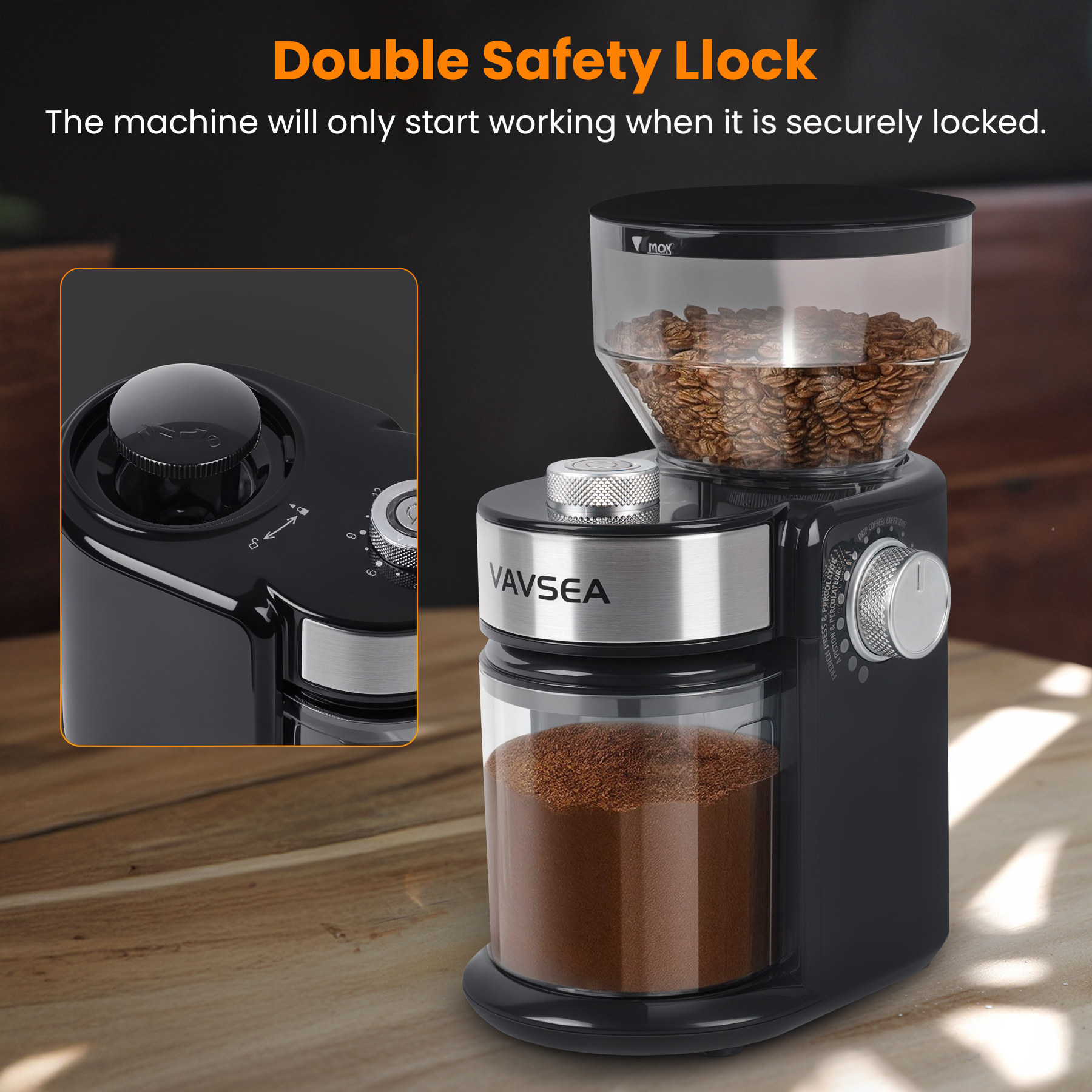 Vavsea Burr Coffee Grinder with 18 Grind Settings photo 7
