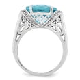 thumbnail image 2 of 925 Sterling Silver Rhodium Checker-Cut Light Swiss Blue Topaz and Diamond Ring, 2 of 2