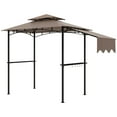 thumbnail image 1 of Outsunny 8' x 5' Grill Gazebo, Double Tiered Barbecue Gazebo, Khaki, 1 of 10
