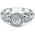thumbnail image 3 of Pompeii 1/2ct Vintage Diamond Engagement Halo Ring 10K White Gold (G/H,I1), 3 of 4