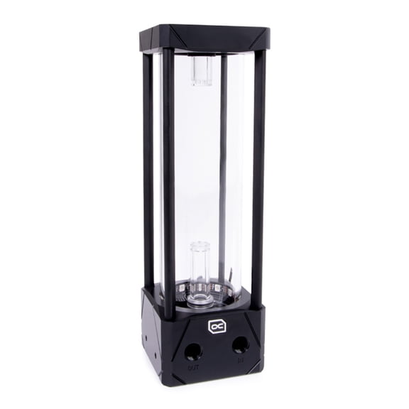 Alphacool Eisbecher Aurora 250mm Glass Reservoir with D5 Body (Pump Not Included), Black/Acetal