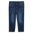 thumbnail image 1 of KIDSCOOL SPACE Little Girls Jeans,Elastic Band Inside Embroidered Ripped Stretchy Soft Denim Slim Pants,4-5 Years, 1 of 6