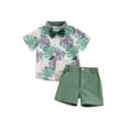 thumbnail image 2 of Elippeo Baby Kids Boys Shorts Set 6 12 18 24 Months 3 4 Years Short Sleeve Leaves Deer Tiger Print Shirt with Shorts Summer Outfit, 2 of 10