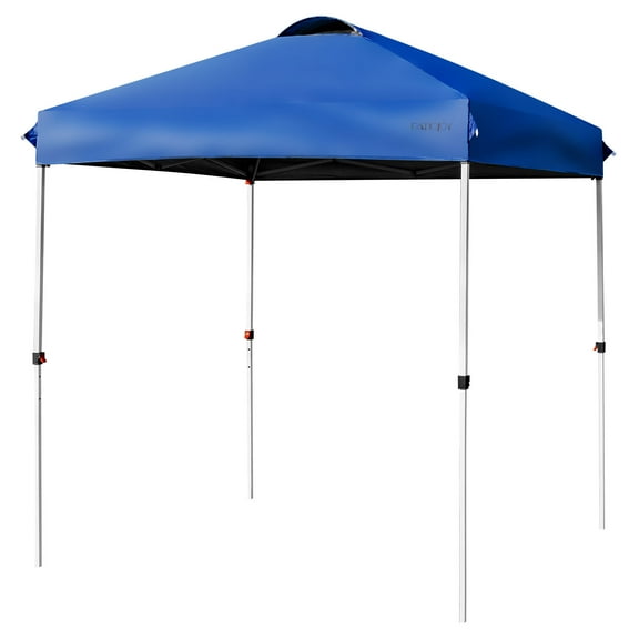 Patiojoy 6.6’ x 6.6’ Pop-up Canopy Tent Outdoor Camping Sun Shelter w/ Portable Roller Bag & 4 Weight Bags Blue