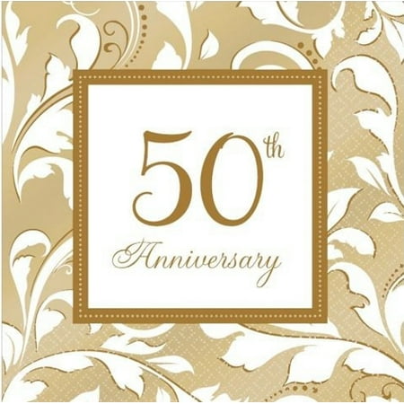 Golden Wedding 50th Anniversary Lunch Napkins (16 ct) - Walmart.com