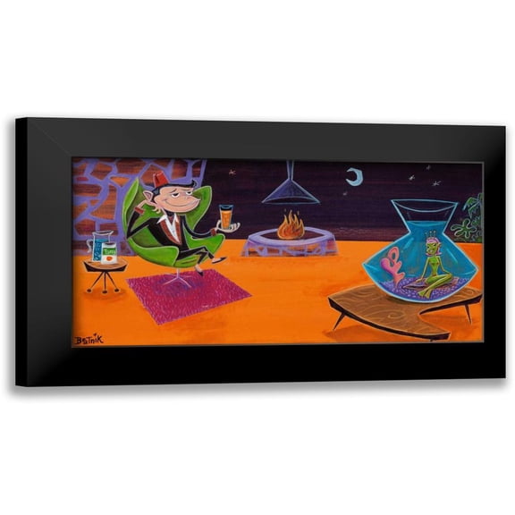 Beatnik (Graeme Mckim) 14x9 Black Modern Framed Museum Art Print Titled - Sea Monkey