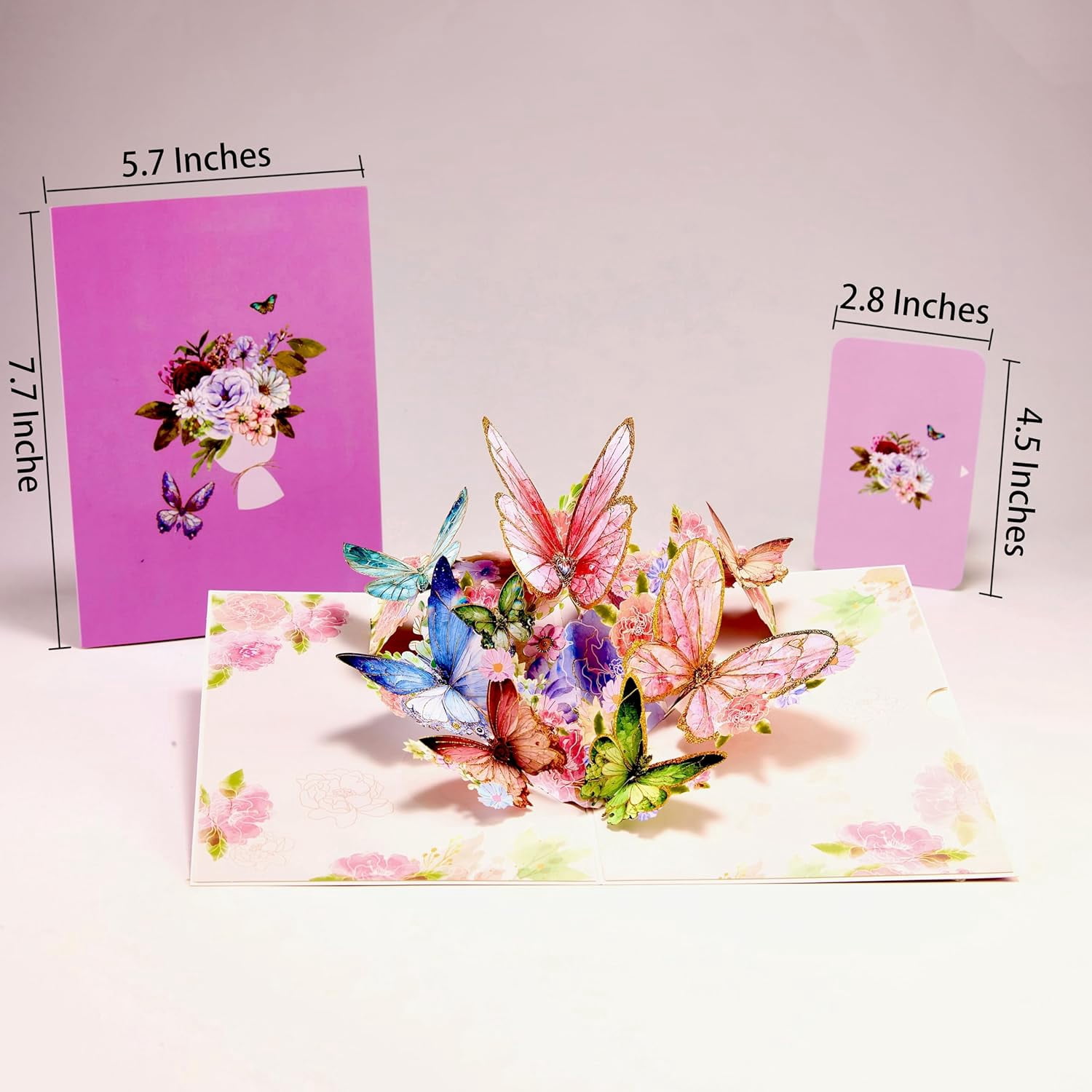 Pop Up Birthday Card, Gold-edged Butterfly Waltz 3D Greeting Card for Birthday, Anniversary, Thank You, Thinking of You, for Women, Wife, Grandma,