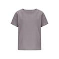 thumbnail image 6 of Gauze Shirts for Women Casual Crew Neck Short Sleeve Tops Lightweight Loose Boho Blouses Summer Beach Vacation Outfits Gray L, 6 of 7