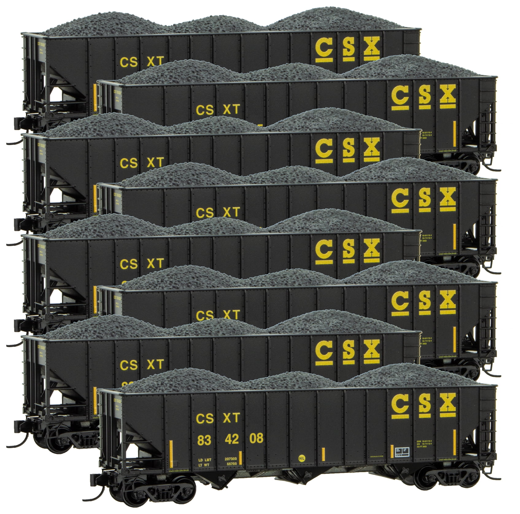MicroTrains MTL NScale 100Ton 3Bay Open Hoppers/Load CSX Runner 8
