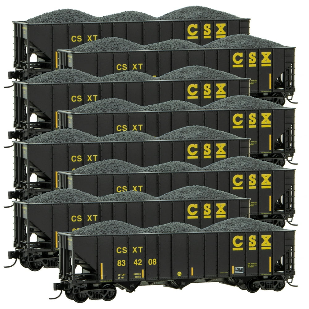 MicroTrains MTL NScale 100Ton 3Bay Open Hoppers/Load CSX Runner 8