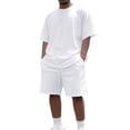 thumbnail image 2 of Domuza Short Sets for Men Summer Casual 33 Piece Summer Fashion Tee Drawstring Shorts Sets Casual Summer Matching Set White 4XL, 2 of 4